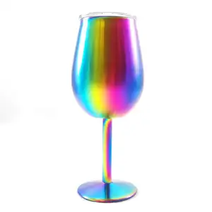Wijn Glazen Kleurrijke Rainbow Rvs 12Oz Klassieke Wijn Tumbler Stemless Ei Vorm Aangepaste Kleur Kungfu 12Oz, 0.35l