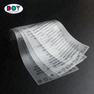 Custom Printed Instruction Logo Clear Semitransparent Soft TPU Washing Swimwear <strong>Care</strong> <strong>Label</strong> With Size