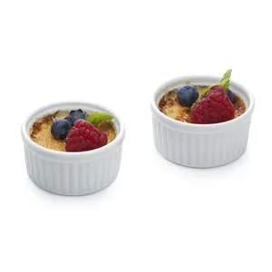 Wholesale high quality bakeware hotel used custom ceramic small ramekin for creme brulee