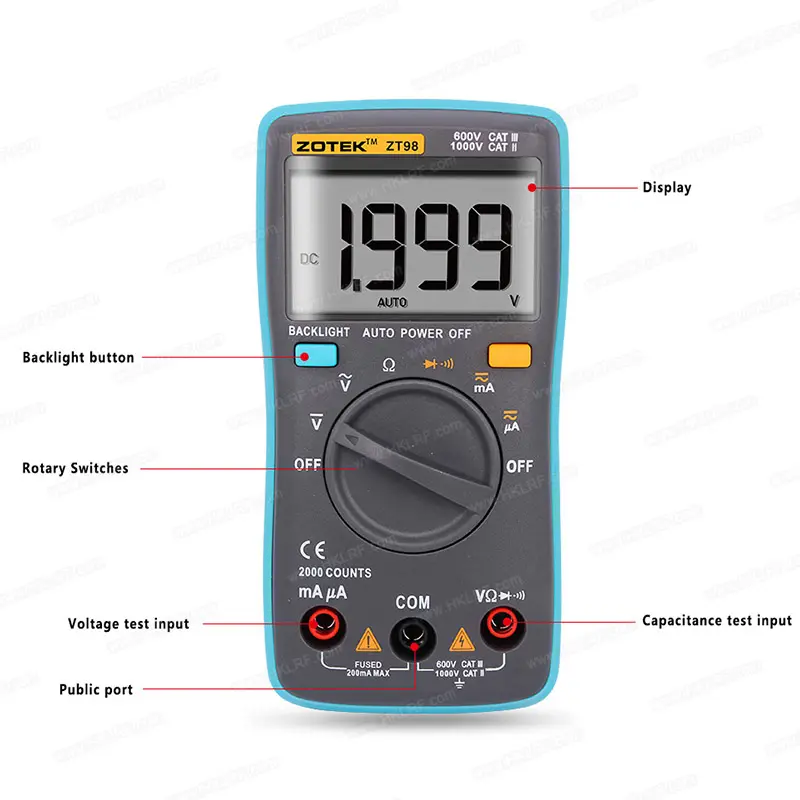 Tester multimetro digitale portatile ZOTEK ZT98 Pocket Mini