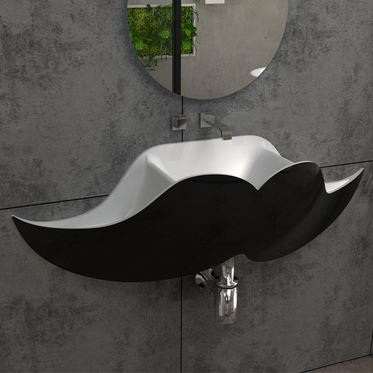 SM-8426 настенный мрамор матовый тепла черный Ванная комната раковина ручной раковиной