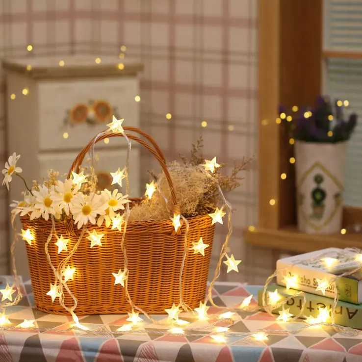 Outdoor Christmas Lights Star Shaped Led String Light Wedding Room Decoration Holiday Light 3m 20led Battery Box