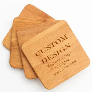 Biodegradable Bamboo Cork Drink Tea Coasters Custom Bamboo Coasters