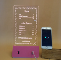 Tente de table LED en acrylique, personnalisée de haute qualité, porte-menu, cartes lumineuses pour Restaurant, 1 pièce