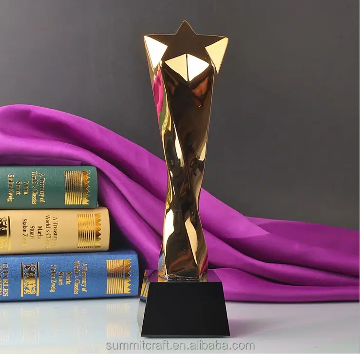 8 Zoll Golden Star Trophy Award mit Kristall basis