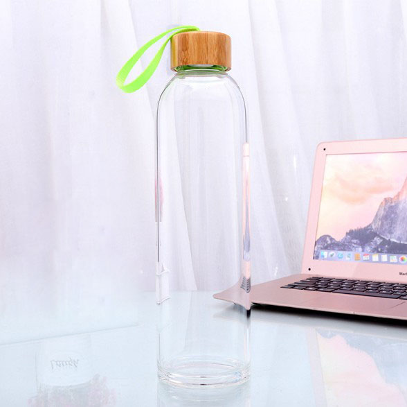 Wholesale High Quality Borosilicate Glass Travel Bottle With Bamboo Lid Glass Sport Water Bottle