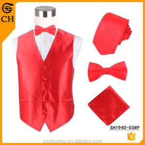 Gilet da uomo colorato da fabbrica professionale personalizzato formale da matrimonio personalizzato da cameriere nero di colore rosso gilet da uomo - Product Image 3