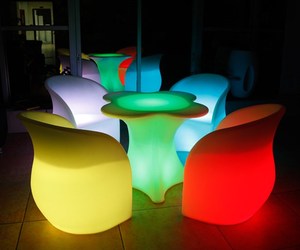 Luxury Modern <strong>Bar</strong> <strong>Set</strong> with LED Chairs Tables-Portable Waterproof <strong>Outdoor</strong> Furniture for Events Parties Night Clubs &amp; Home Gardens - Product Image 6