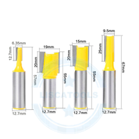 L-N039 4 buah batang YG6, Set mata Router lurus karbida YG6 Diameter 1/2 inci 1/4 inci 3/8 inci 5/8 inci