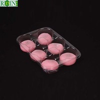Plateau à chocolat PS Mochi personnalisé, 6 trous, conteneur de stockage de pâtisserie, plateaux d'insertion à clapet, boîte à Dessert en plastique transparent