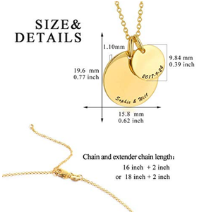 <span class=keywords><strong>Collana</strong></span> in acciaio inossidabile placcato oro 18 carati <span class=keywords><strong>con</strong></span> doppia moneta personalizzata incisa <span class=keywords><strong>con</strong></span> qualsiasi <span class=keywords><strong>nome</strong></span> e ciondolo <span class=keywords><strong>con</strong></span> data <span class=keywords><strong>con</strong></span> <span class=keywords><strong>collana</strong></span> a catena per donna - Product Image 4