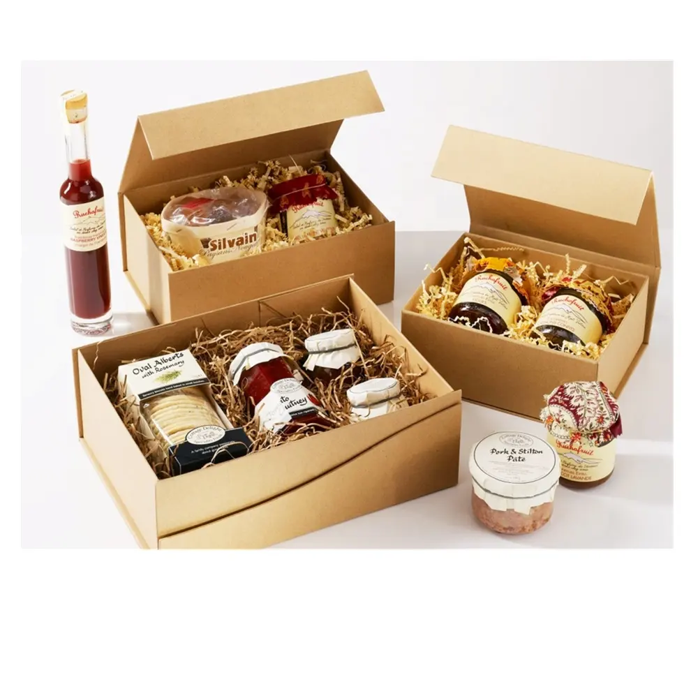 Caja de embalaje de comida de miel plegable, personalizada, reciclada, dura, de lujo, regalo