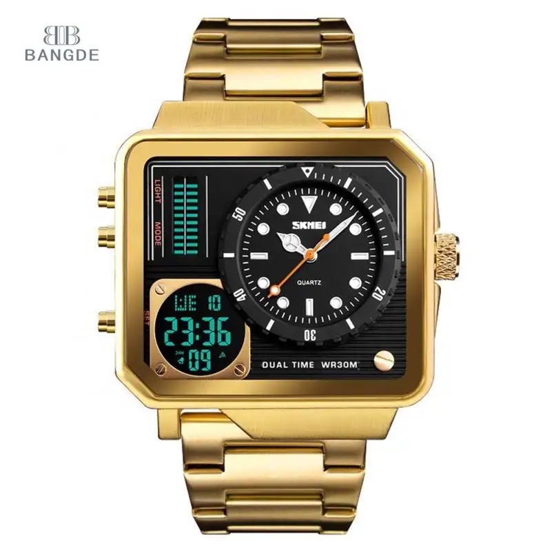 Skmei Gold Digital Quartz Watches Japan Movt Hot Mens Watches In Wristwatches Top 2time