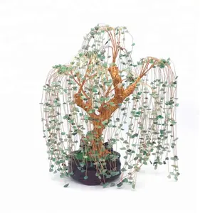 Natural jade crystal tree bonsai green aventurine weeping willow tree