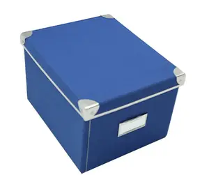 Boîte de rangement en carton d'angle métallique pliable avec couvercles pour bureau et maison