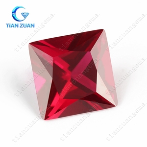5 # 鸽子-血红方形钻石切割合成红宝石或刚玉宝石 - Product Image 4