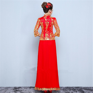 Moda China señoras Vintage fiesta nupcial lentejuelas bordado Pavo Real Tang boda Cheongsam <span class=keywords><strong>Qipao</strong></span> vestido - Product Image 4