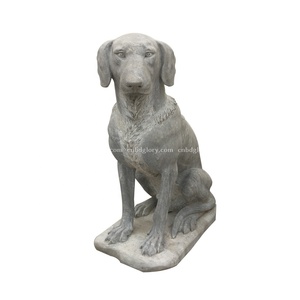 Décoration de jardin en pierre naturelle au design moderne Statue de <span class=keywords><strong>chien</strong></span> en marbre Sculpture animale - Product Image 2