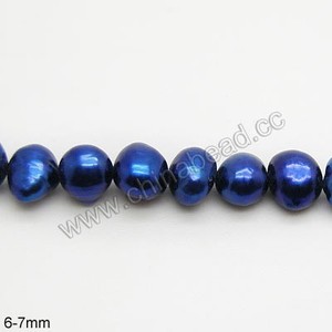 Chaîne de perles d'eau douce naturelles, perles bleues naturelles de 6 à 7 mm <span class=keywords><strong>en</strong></span> <span class=keywords><strong>vrac</strong></span> - Product Image 3