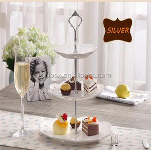 Silver Gold Cake <strong>Plate</strong> <strong>Stand</strong> / Wedding Party Crown Rod / Metal Wedding Cake <strong>Stand</strong> - Product Image 3