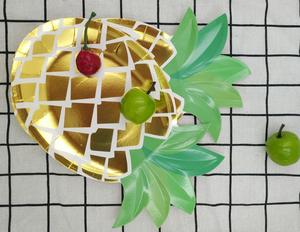 Lot de 8 Feuille D'or Ananas Papier Assiettes - Product Image 4