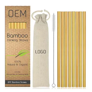 Canudos de bambu natural, canudos boba biodegradáveis