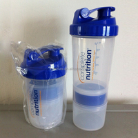 Bouteille à shaker personnalisé 500ml, récipient avec poudre, 3 couches, pour conserver de la poudre, style araignée, à 3 compartiments