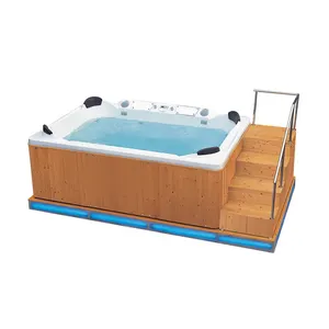 Factory supply New Fashion 12 Person Use Garden Spa Massage Wooden Bathtub for with Seat