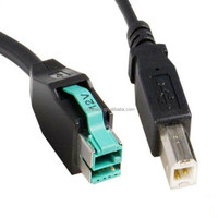 Câble de données 2M PoweredUSB 12V vers USB B mâle avec prise 5521 DC pour affichage et LCD