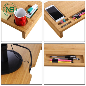 Support d'écran en bambou avec organisateur de rangement, support pour <span class=keywords><strong>ordinateur</strong></span> <span class=keywords><strong>portable</strong></span>, téléphone <span class=keywords><strong>portable</strong></span>, téléviseur, <span class=keywords><strong>imprimante</strong></span>, support de bureau, conteneur pour écran - Product Image 3