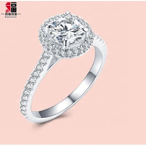 18K oro halo impostazione di un carato rotondo moissanite anello per la cerimonia nuziale - Product Image 4
