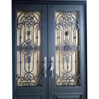 Double porte d'entrée en fer forgé, luxueux avec motif doré, livraison gratuite, nouveau design