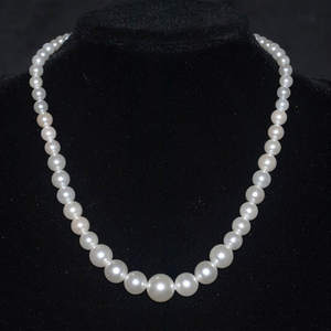 6-12mm ホワイト グラデーション 大粒 人工 模造貝殻 ラウンドパールネックレス - Product Image 2
