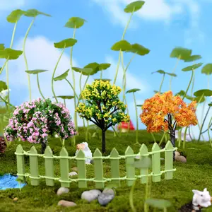 Mini Fairy Garden Plastic Flower Accessories Doll House Small Willow Decorative Flower Tree Outdoor Terrarium Gardening Item