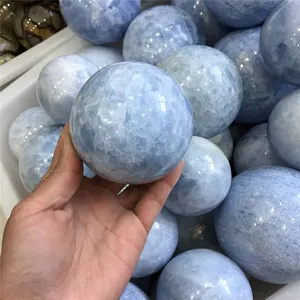Pedra polida cura céu azul celestite bola pedra esfera