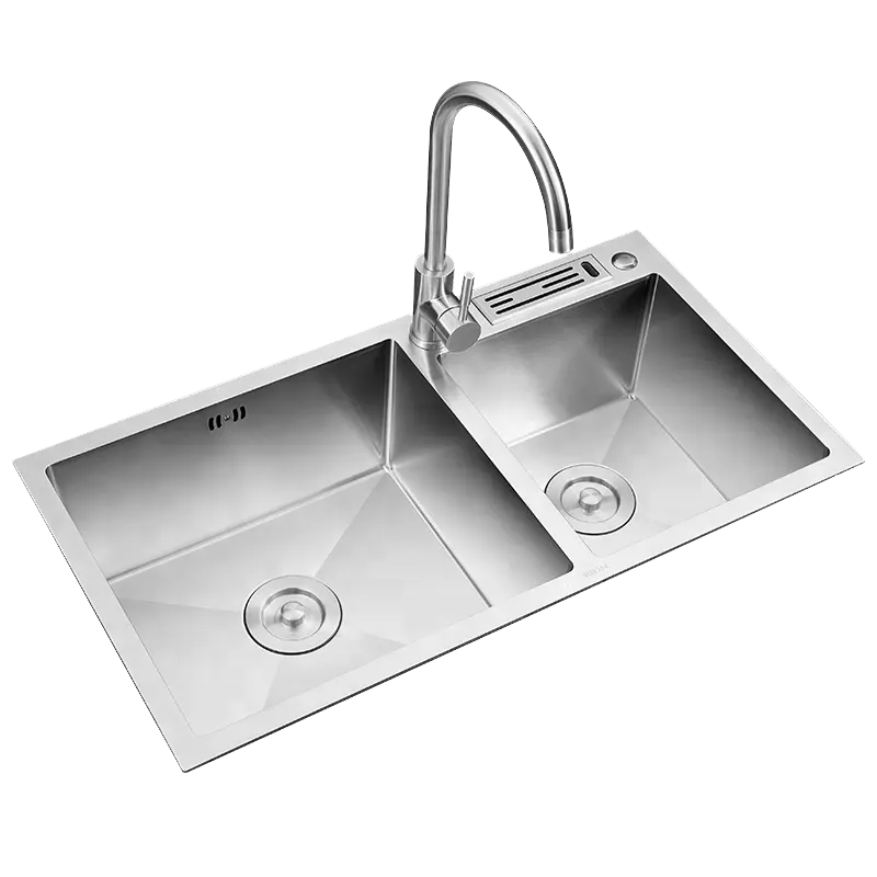 YIDA Wholesale Italian double bowl 304 stainless steel hand made kitchen sink for mansion villa project