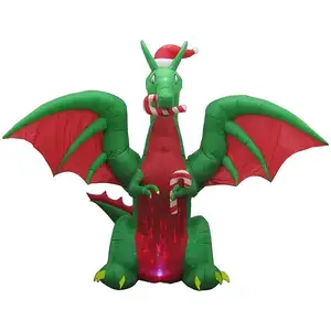 12 ft Christmas Decoration Animated Inflatable Dragon with Santa Hat