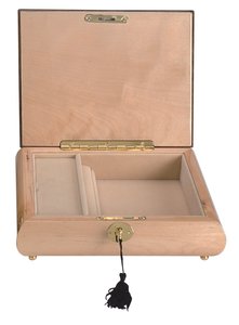 Scatola Portagioie Vintage in Legno a Forma di Violino Inciso - Custodia di Lusso Rivestita in Velluto Beige con Serratura (Ingrosso/OEM) - Product Image 4