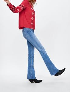 New Model Women Ethnic Design Floral Embroidery Breathable Cotton Vintage Style <strong>Red</strong> <strong>Long</strong> <strong>Sleeve</strong> <strong>Tops</strong> - Product Image 2