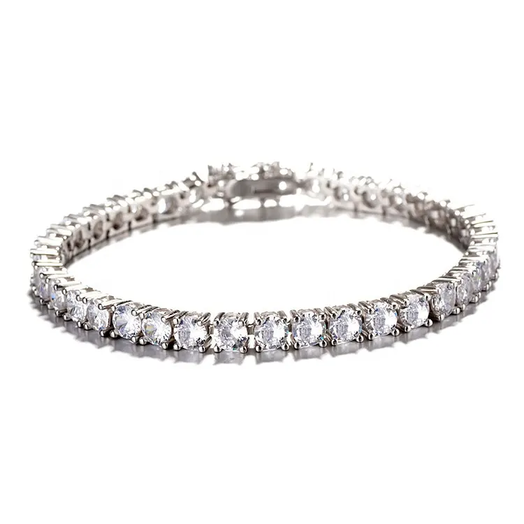 Bridal Crystal Jewelry Sterling Silver 925 CZ Tennis Bracelet for Women