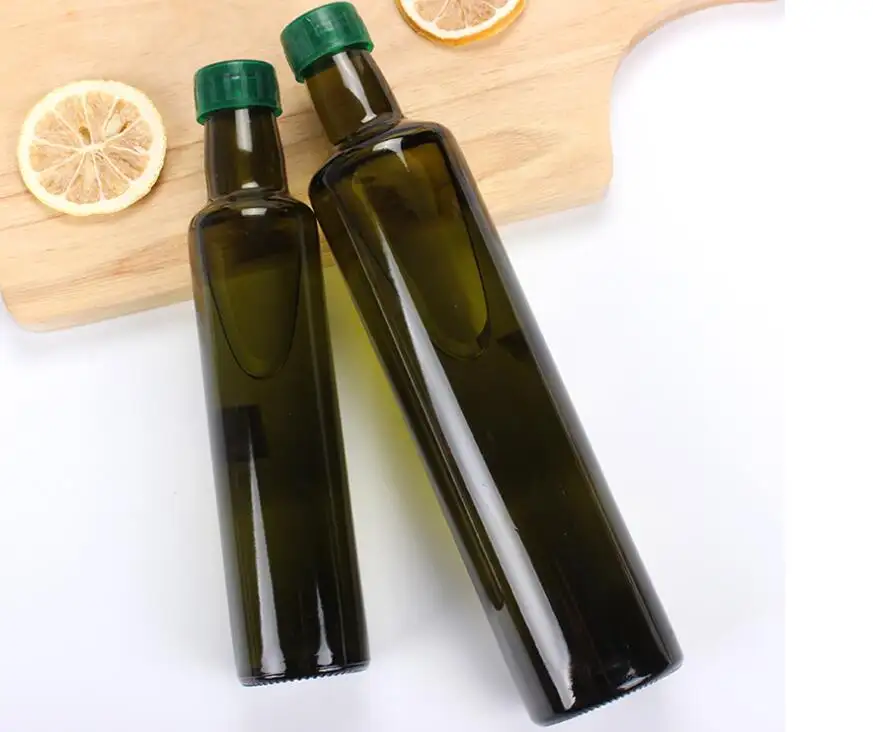 Round dark green Glass Essential Oil Bottle Vinegar Bottle olive oil glass bottle 1212