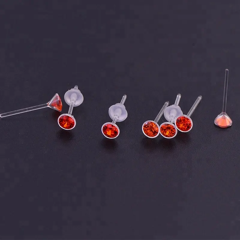Earrings Factory Red Crystal Making Earring Findings Cheap Plastic Earring Post Medium Size PE1895