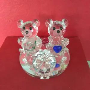 Urso de pelúcia para convidados, urso de pelúcia fofo para casamento, escultura de animais de cristal para presentes