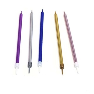 La celebrazione della festa all'ingrosso utilizza candele di compleanno sottili e alte in oro e argento alla rinfusa - Product Image 2