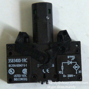 Siemens INDICATORE di COMPONENTI CON INTEGRATO HA CONDOTTO 230V AC 3SB3400 1RC SUPPORTO DELLA LAMPADA MORSETTO A VITE VERDE - Product Image 1