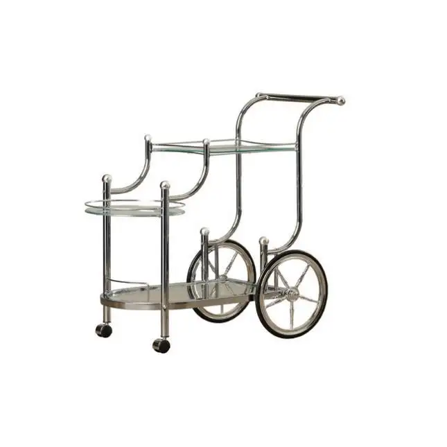 Luxury gold and silver metal wine food serving trolley bar cart