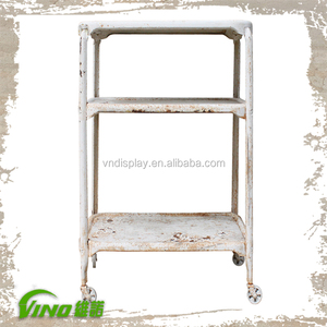 Charrette de bar en bois Vintage rustique, chariot de bar - Product Image 3