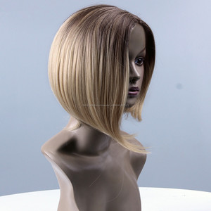Aliexpress chine foncé racines courtes bob ash blonde perruque avec partie latérale image sexe dreadlocks cheveux - Product Image 3