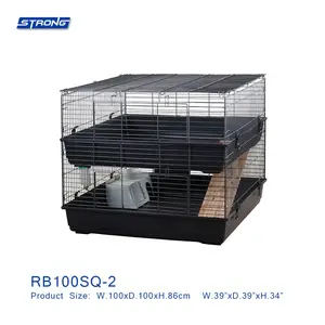 Double Layers Indoor Rabbit Hutch Rabbit House Rabbit Cage RB100SQ-2