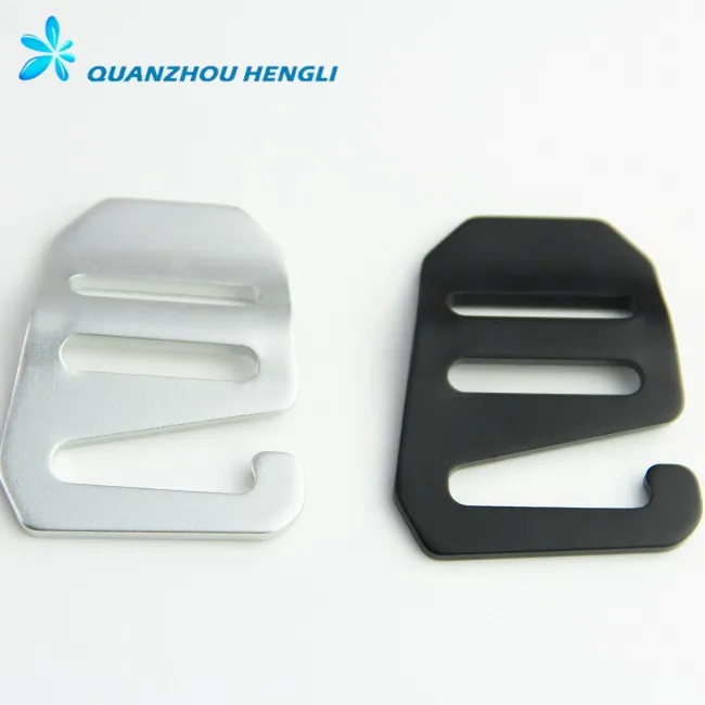 Anodized Silver/Black Aluminium Ladder Lock Buckle For Webbing Adjust Hook